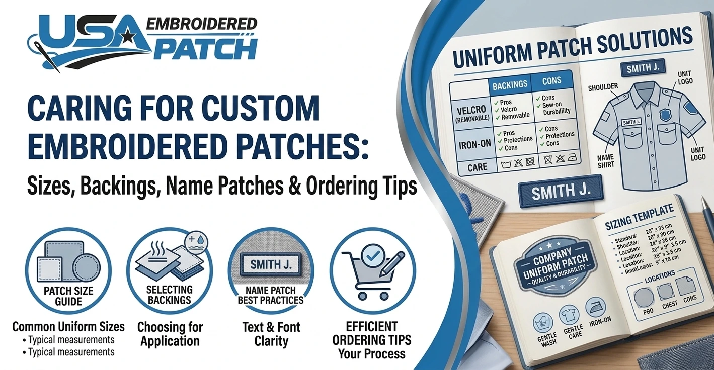 Caring for Custom Embroidered Patches for Uniforms: Sizes, Backings, Name Patches & Ordering Tips